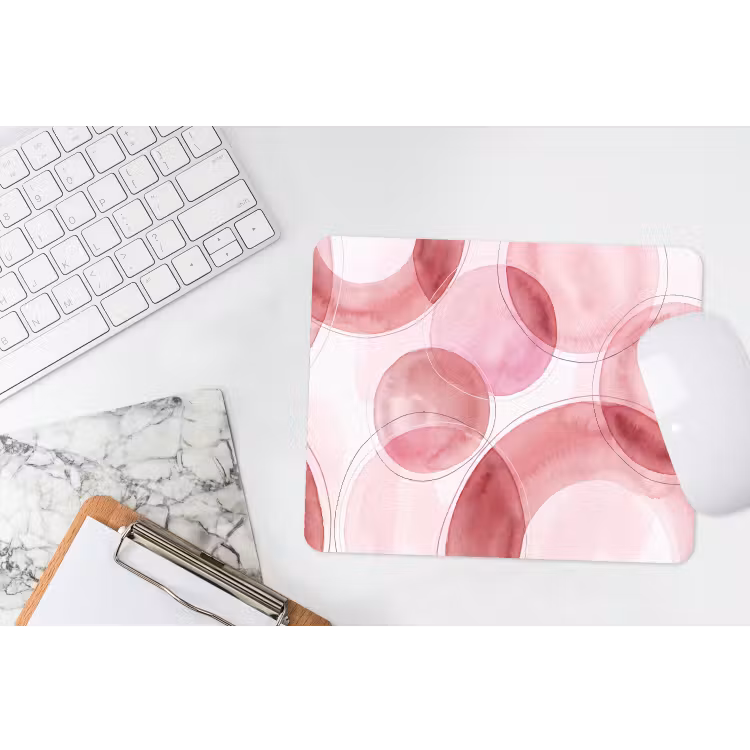 Abstract - Cirkels - Modern - Roze - Kunst muismat rubber klein -witbureau