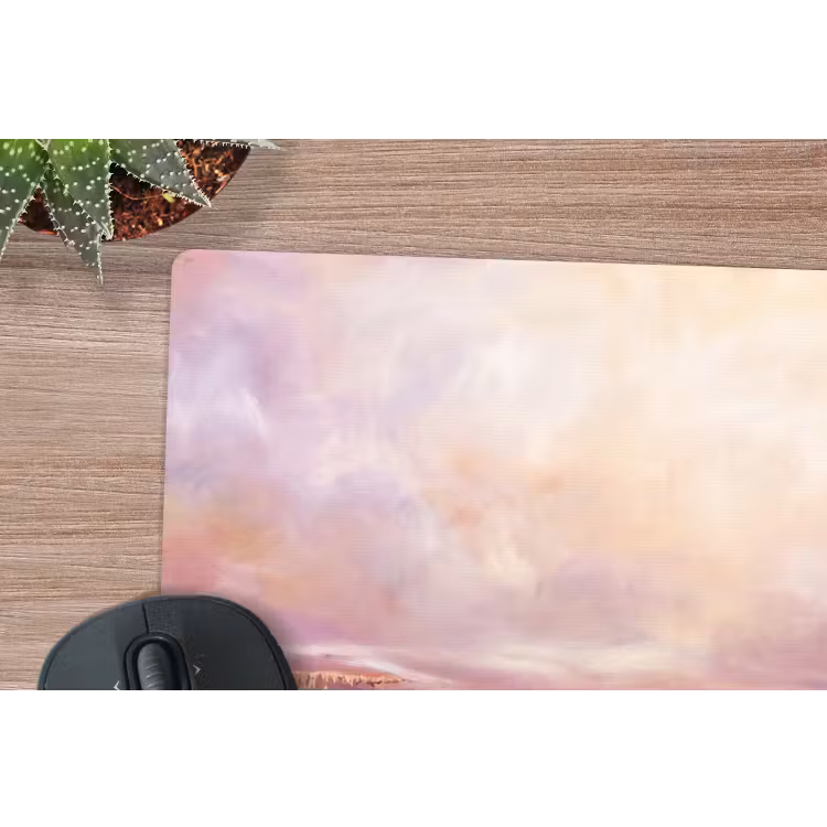 Abstract - Landschap - Modern - Paars - Oranje muismat rubber klein -closeup