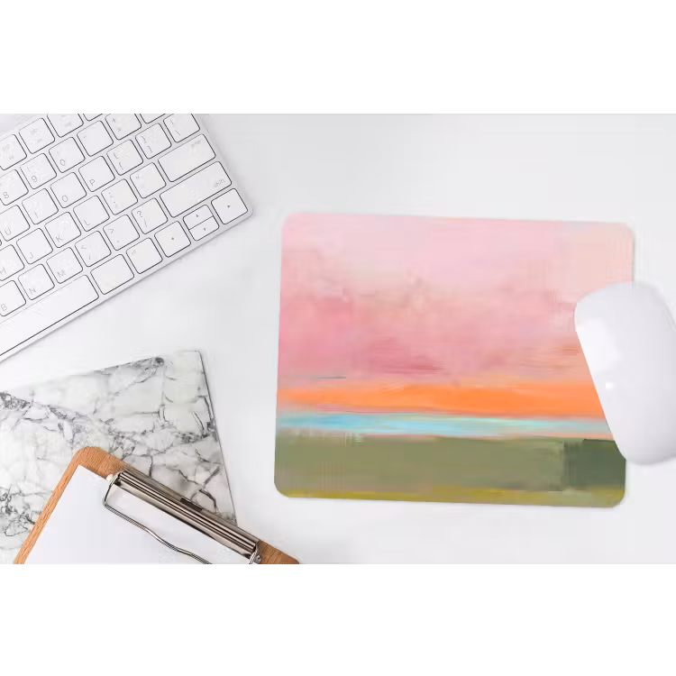 Abstract - Landschap - Modern - Roze - Oranje muismat rubber klein -witbureau