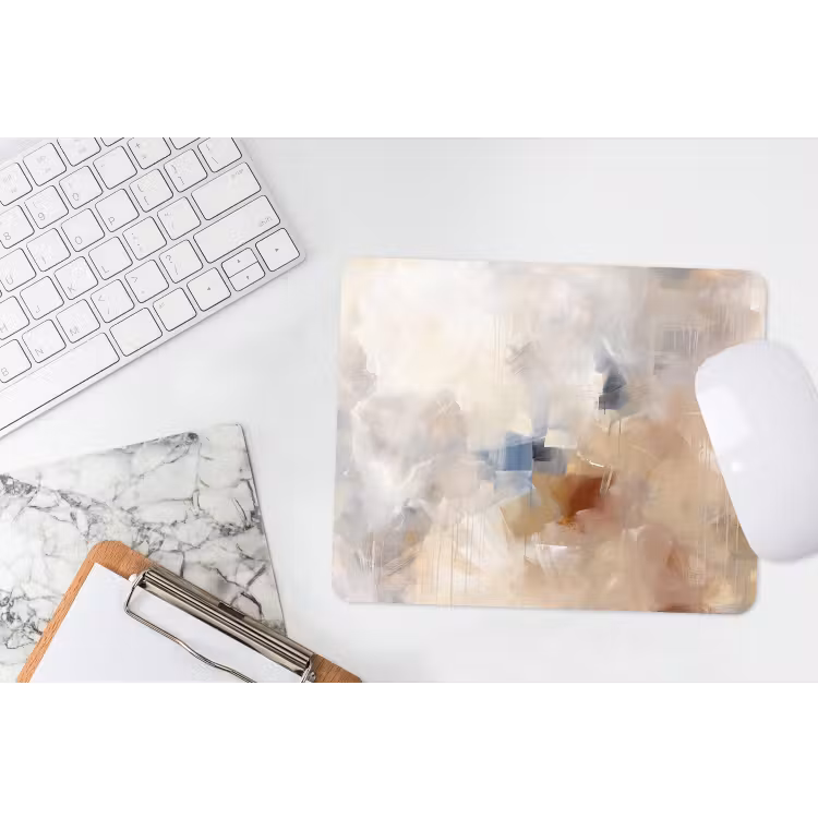 Abstract - Borstelstreken - Modern - Beige - Kunst muismat rubber klein -witbureau