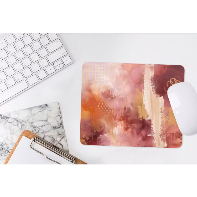 Abstract - Rood - Goud - Modern - Kunst muismat rubber klein -witbureau