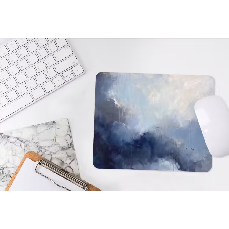 Abstract - Wolken - Modern - Blauw - Kunst muismat rubber klein -witbureau