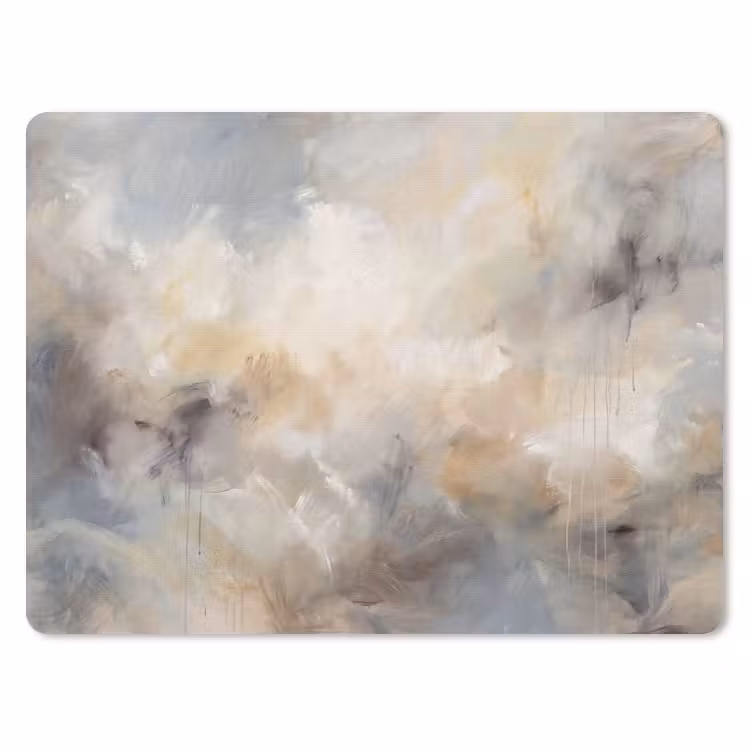 Abstract - Wolken - Sfeervol - Beige - Grijs muismat rubber klein -3d