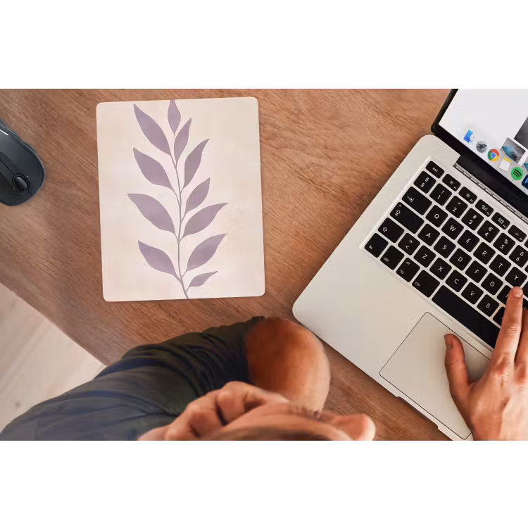 Tak - Bladeren - Minimalistisch - Beige muismat rubber klein -laptop