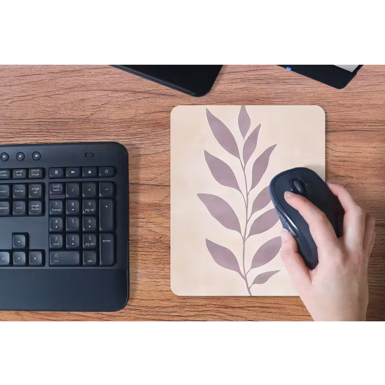 Tak - Bladeren - Minimalistisch - Beige muismat rubber klein -toetsenbord