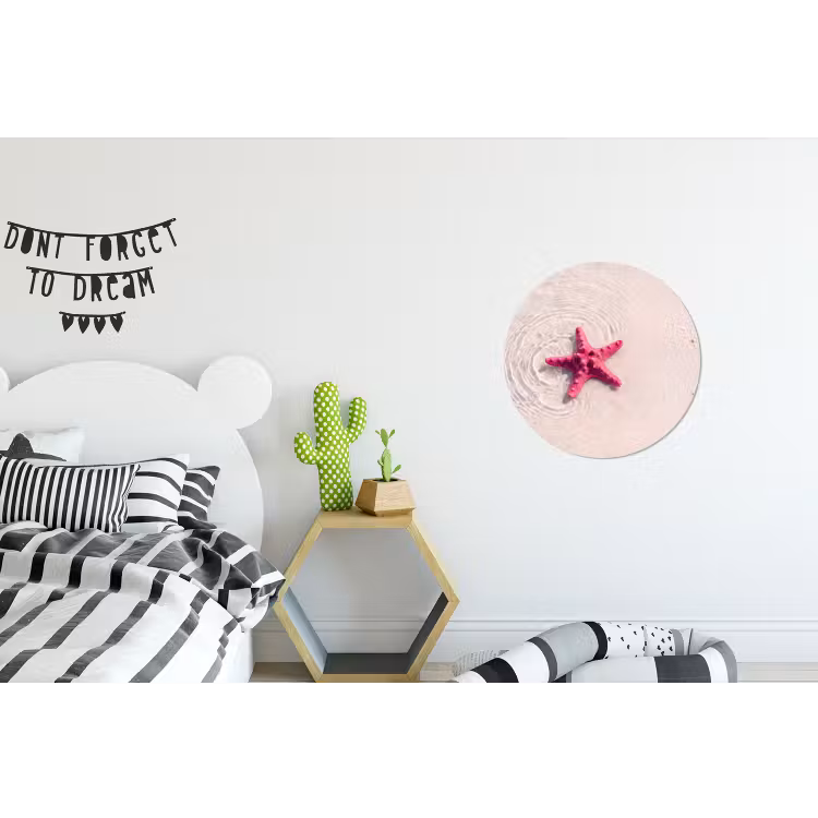 Zeeleven - Zeester - Strand - Roze - Water Wandcirkel aluminium klein -kinderkamer