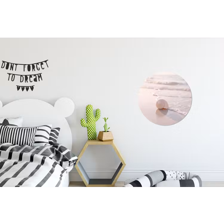Zeeschelp - Strand - Zee - Natuur - Beige Wandcirkel aluminium klein -kinderkamer