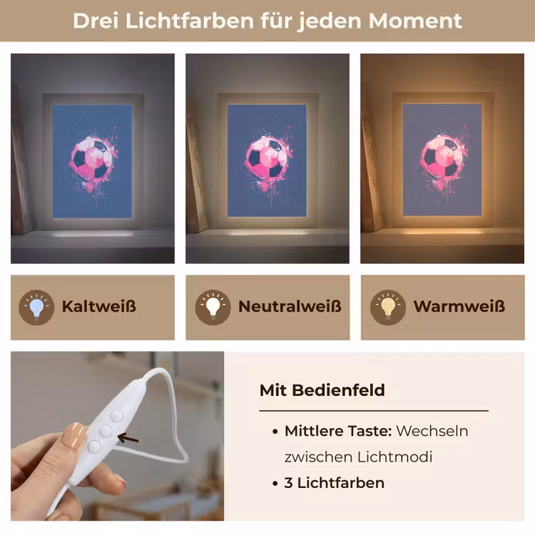 Abstract - Voetbal - Spatten - Roze Light Box met kabel klein -USP_lichtkleurDE