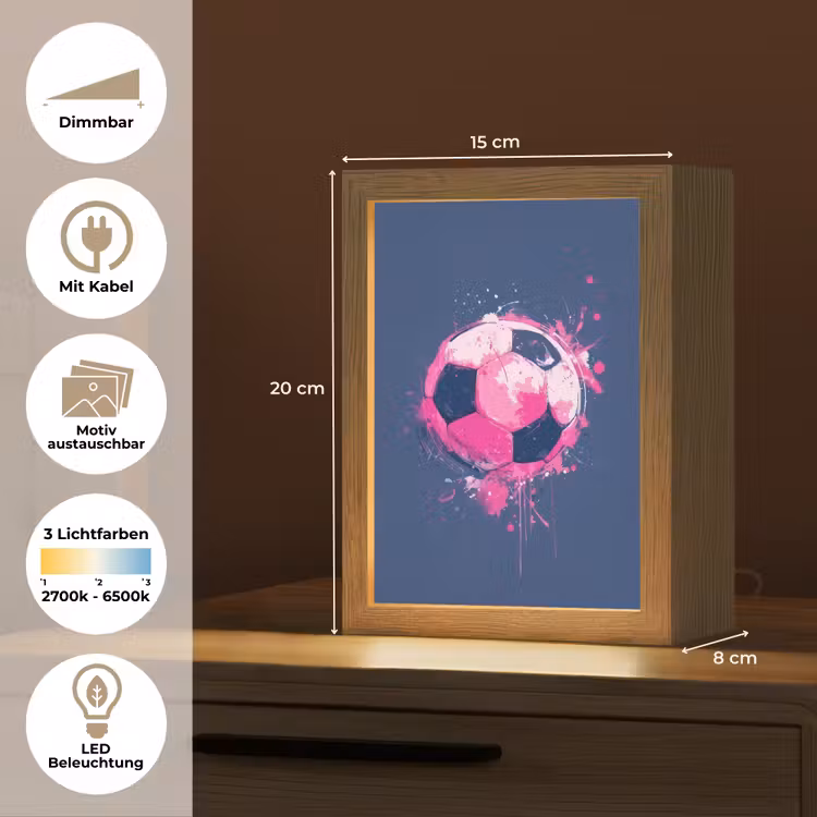Abstract - Voetbal - Spatten - Roze Light Box met kabel (Kinderlampje) klein -USP_websiteoverzichtDE