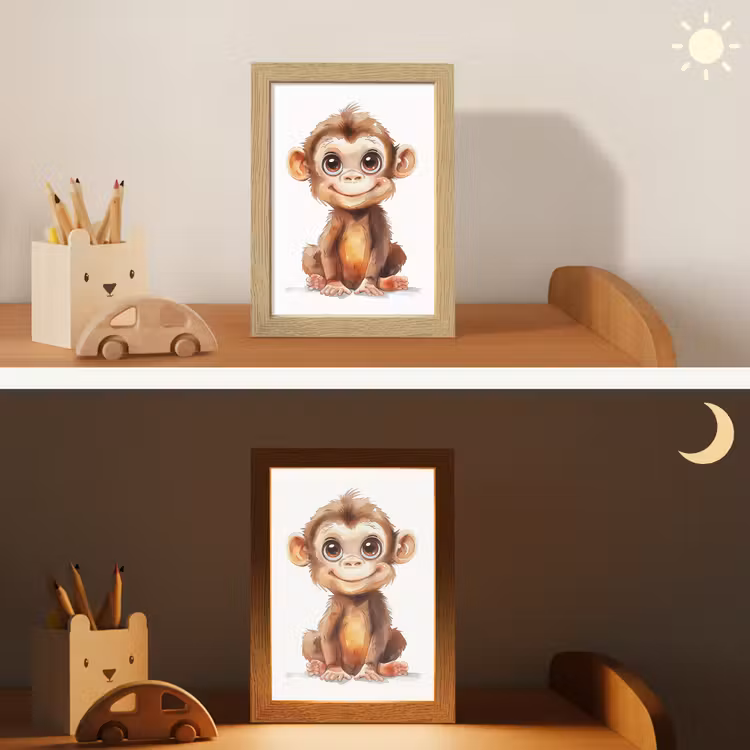 Aap - Baby - Jungle dieren Light Box met kabel klein -sfeer3_kind