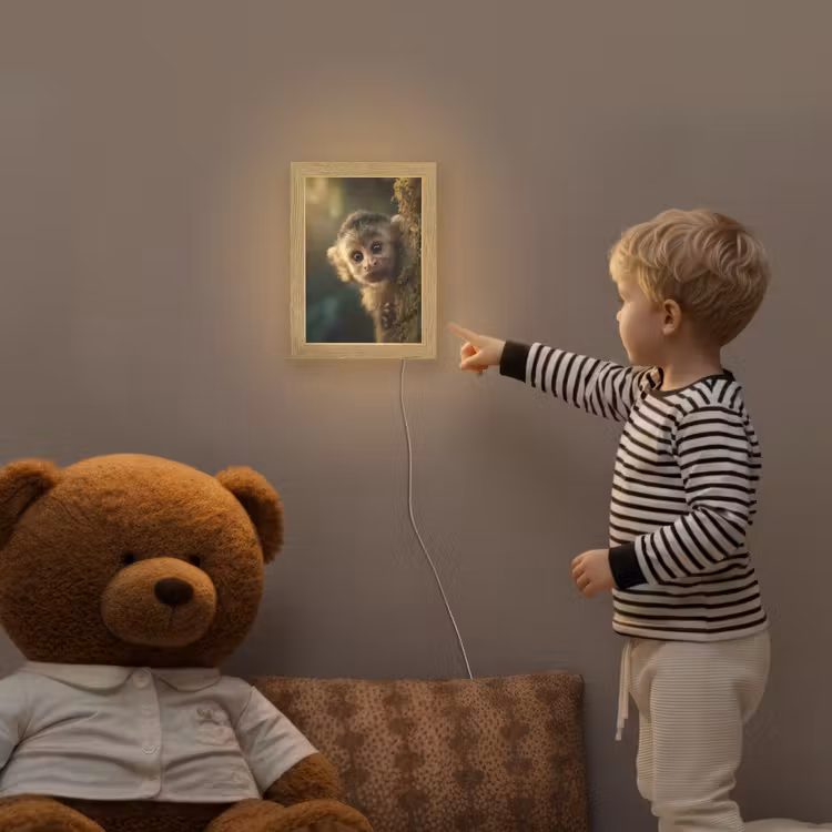 Aap - Boomstronk - Bruin Light Box met kabel klein -sfeer4a_kind
