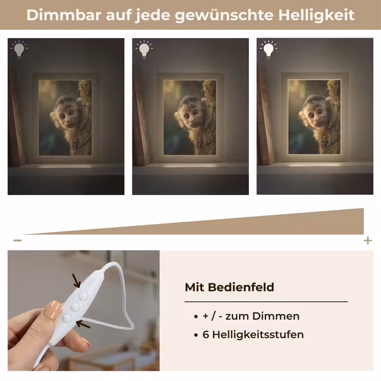Aap - Boomstronk - Bruin Light Box met kabel klein -USP_dimbaarDE