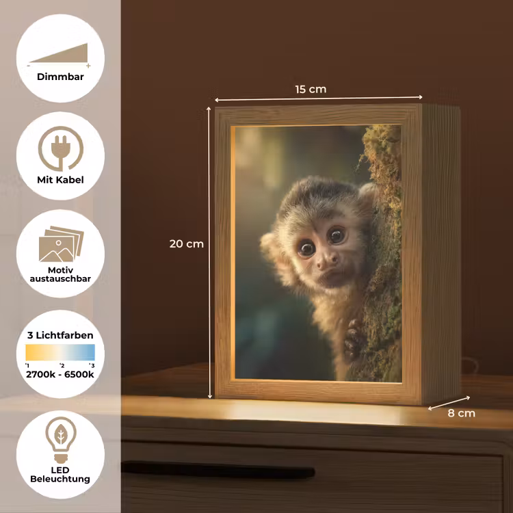 Aap - Boomstronk - Bruin Light Box met kabel (Kinderlampje) klein -USP_websiteoverzichtDE