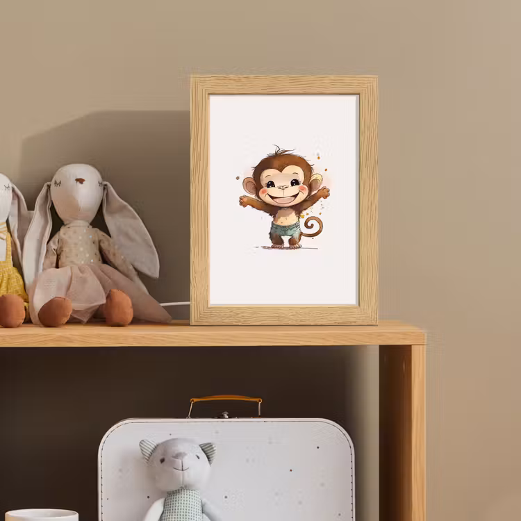 Aap - Bruin - Waterverf - Dieren - Meiden - Jongens Light Box met kabel klein -sfeer2_kind
