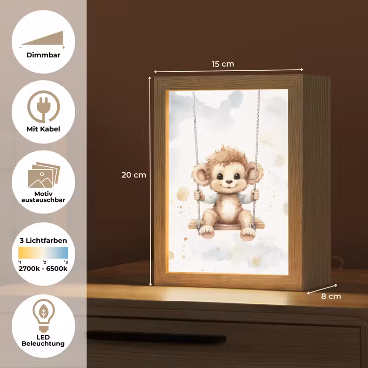 Aap - Dier - Kinderen Light Box met kabel (Kinderlampje) klein -USP_websiteoverzichtDE