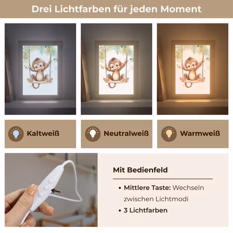 Aap - Dier - Kinderen - Jungle Light Box met kabel klein -USP_lichtkleurDE