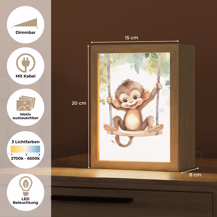 Aap - Dier - Kinderen - Jungle Light Box met kabel (Kinderlampje) klein -USP_websiteoverzichtDE