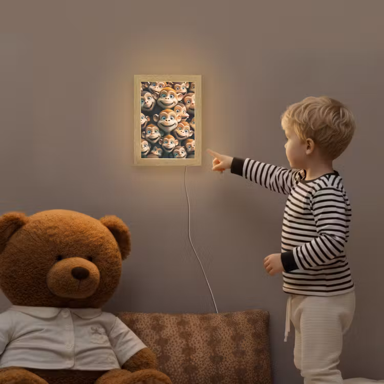 Aap - Dieren - Bruin - Design - Meiden - Jongens Light Box met kabel klein -sfeer4a_kind