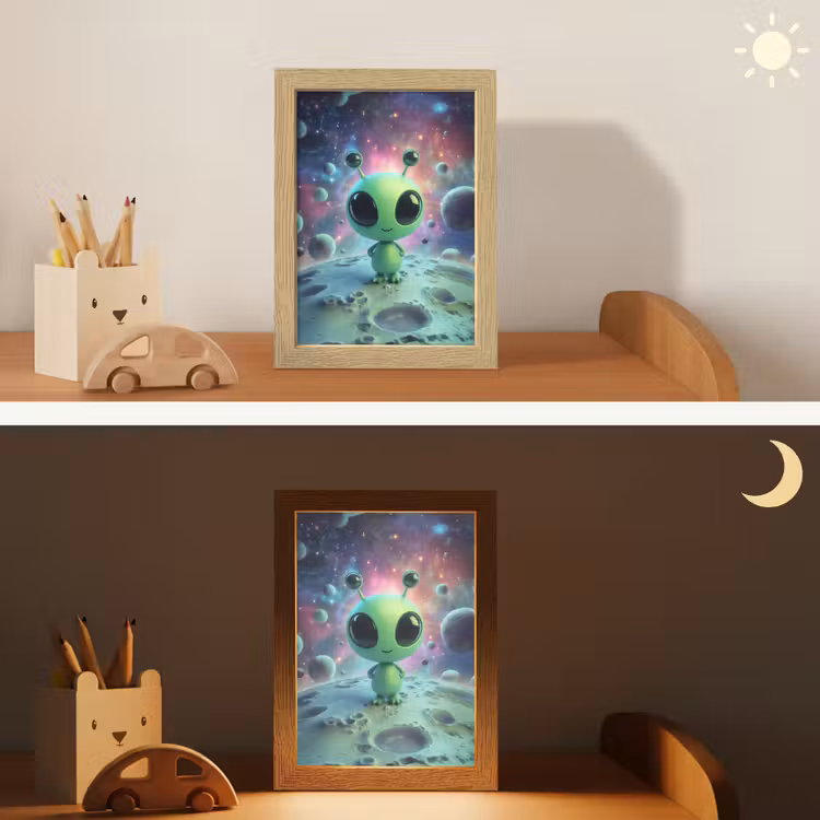 Alien - Groen - Planeten - Ruimte Light Box met kabel klein -sfeer3_kind