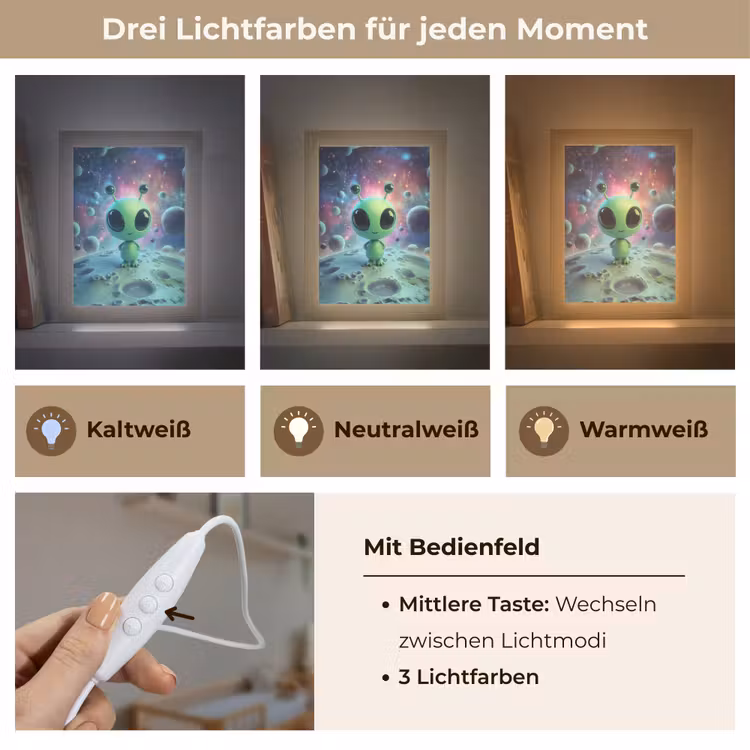 Alien - Groen - Planeten - Ruimte Light Box met kabel klein -USP_lichtkleurDE