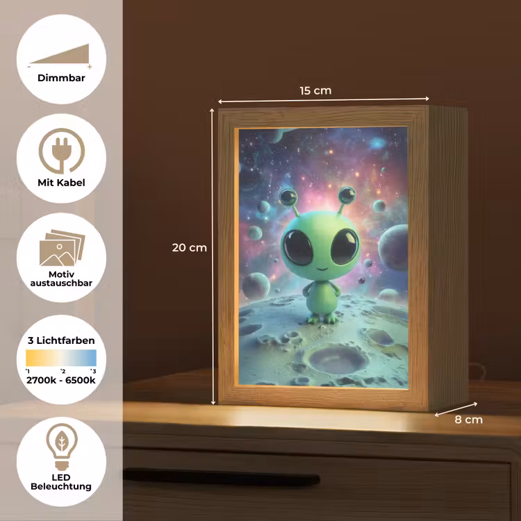 Alien - Groen - Planeten - Ruimte Light Box met kabel (Kinderlampje) klein -USP_websiteoverzichtDE