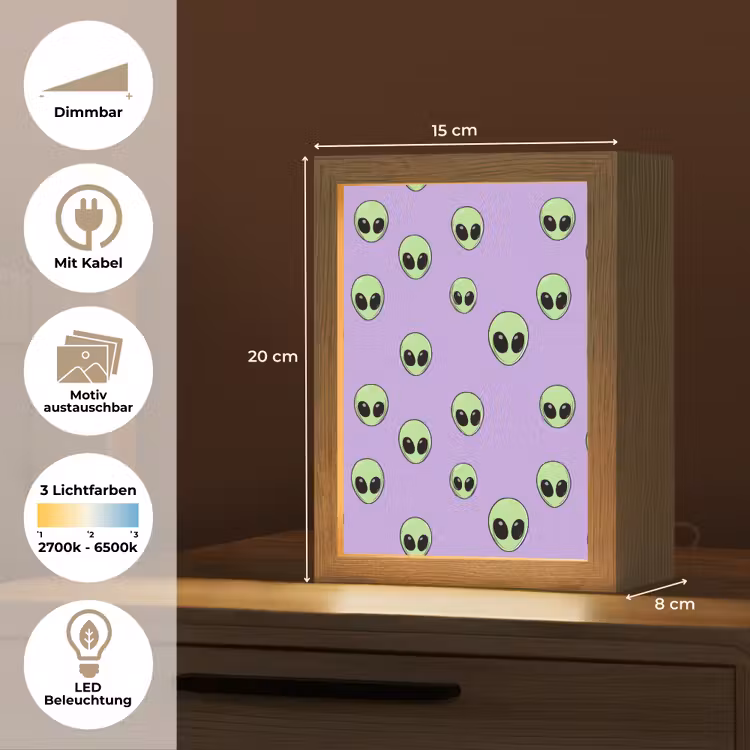 Alien - Retro - Lila Light Box met kabel (Kinderlampje) klein 904 -USP_websiteoverzichtDE