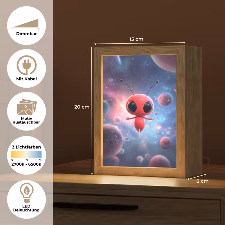Buitenaards wezen - Rood - Planeten Light Box met kabel (Kinderlampje) klein -USP_websiteoverzichtDE