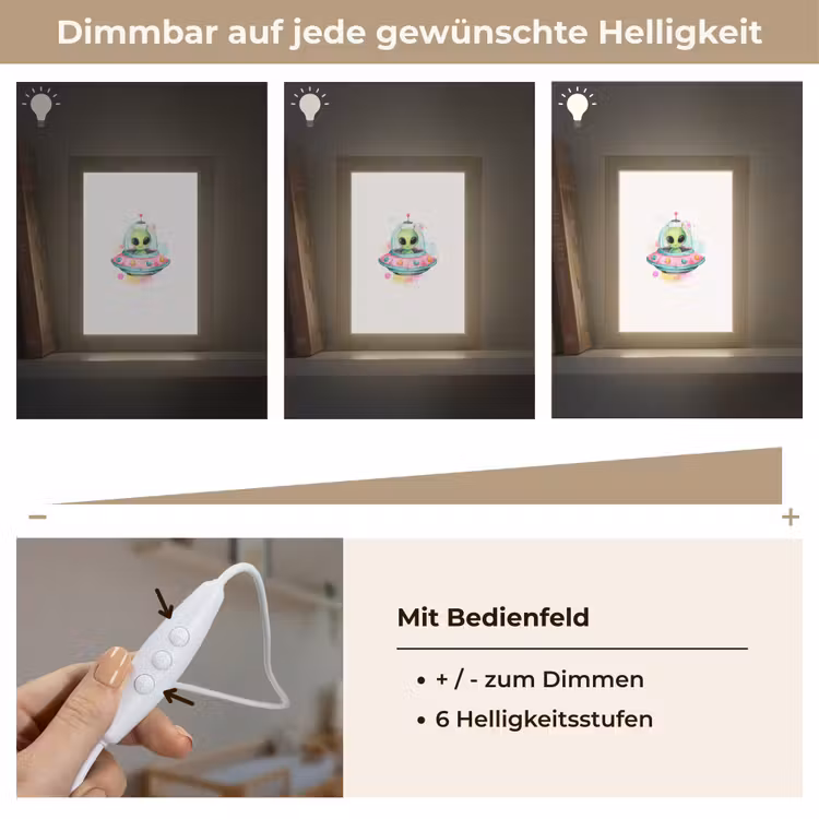 Alien - Ufo - Kleurrijk Light Box met kabel klein -USP_dimbaarDE
