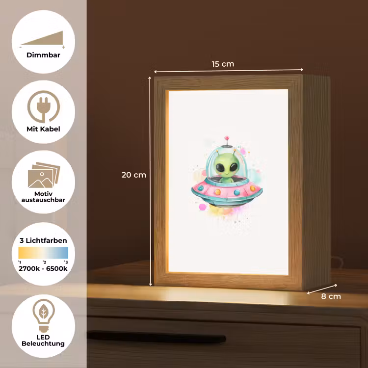 Alien - Ufo - Kleurrijk Light Box met kabel (Kinderlampje) klein -USP_websiteoverzichtDE