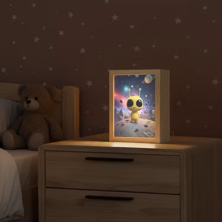 Alien - Ruimte - Geel - Planeten Light Box met kabel klein -sfeer1_kind