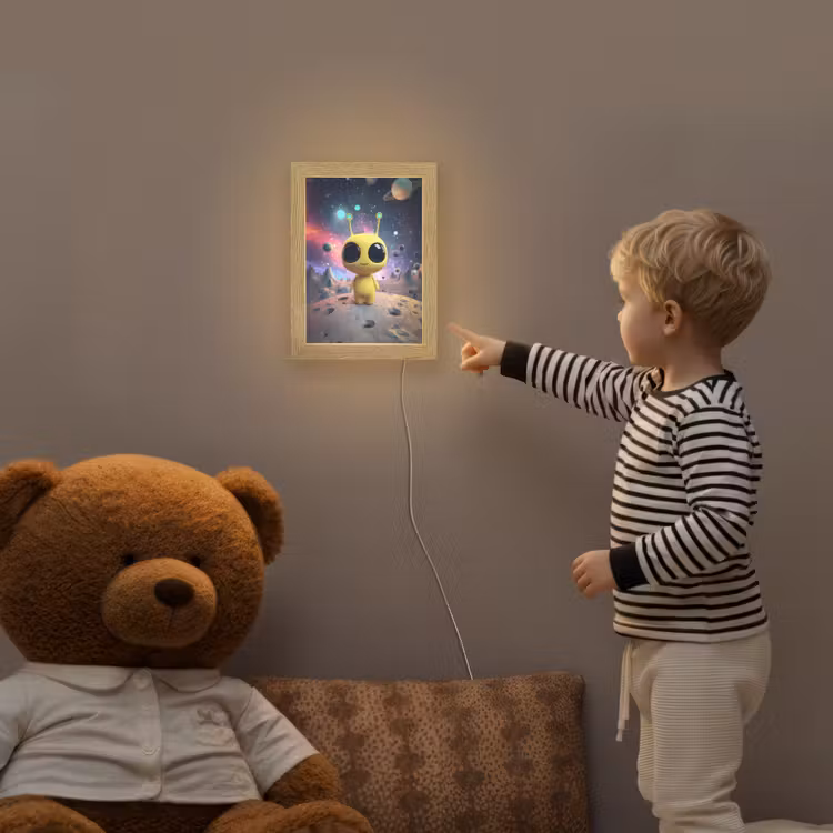 Alien - Ruimte - Geel - Planeten Light Box met kabel klein -sfeer4a_kind