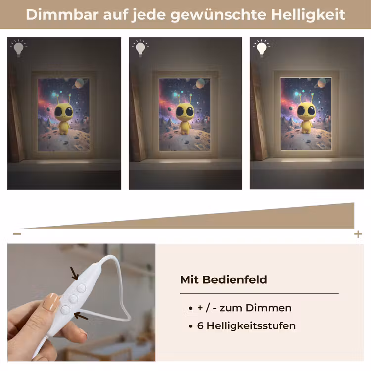 Alien - Ruimte - Geel - Planeten Light Box met kabel klein -USP_dimbaarDE