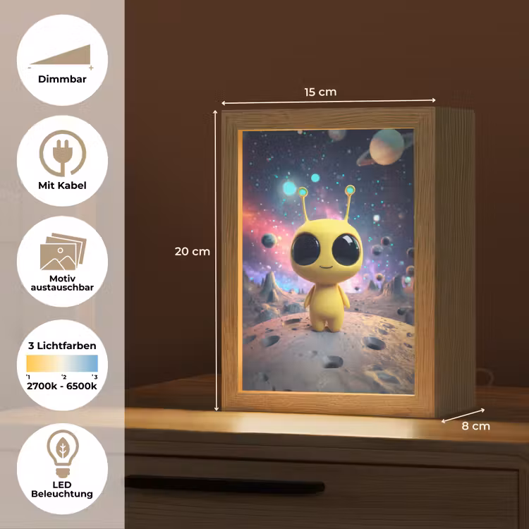 Alien - Ruimte - Geel - Planeten Light Box met kabel (Kinderlampje) klein -USP_websiteoverzichtDE
