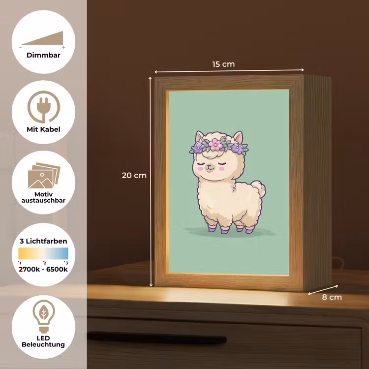 Alpaca - Groen - Bloemendiadeem Light Box met kabel (Kinderlampje) klein -USP_websiteoverzichtDE