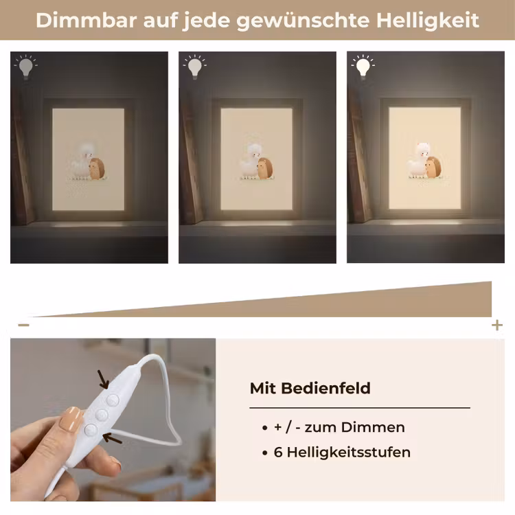 Alpaca - Egel - Bruin - Knuffelen Light Box met kabel klein -USP_dimbaarDE