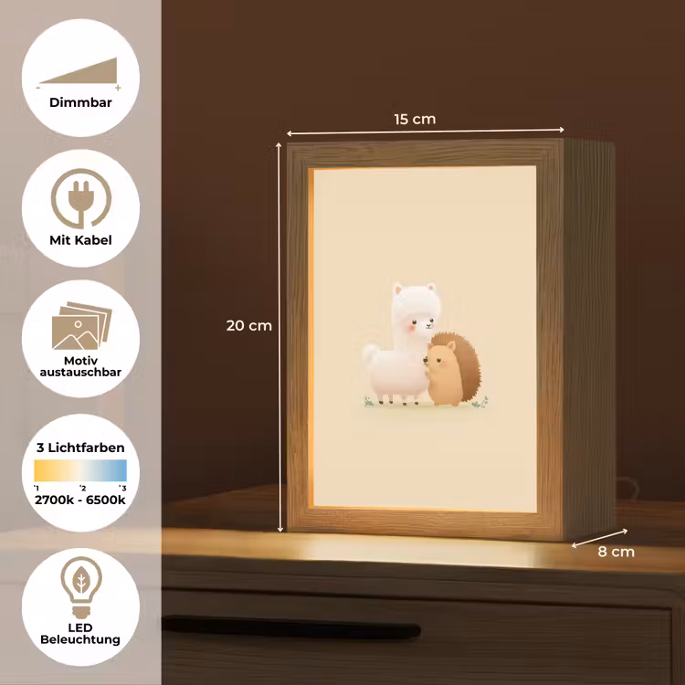 Alpaca - Egel - Bruin - Knuffelen Light Box met kabel (Kinderlampje) klein -USP_websiteoverzichtDE