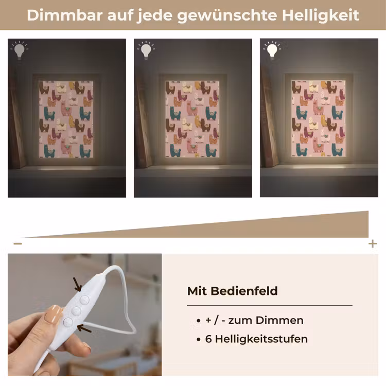 Alpaca's - Patroon - Kleurrijk Light Box met kabel (Kinderlampje) klein 904 -USP_dimbaarDE