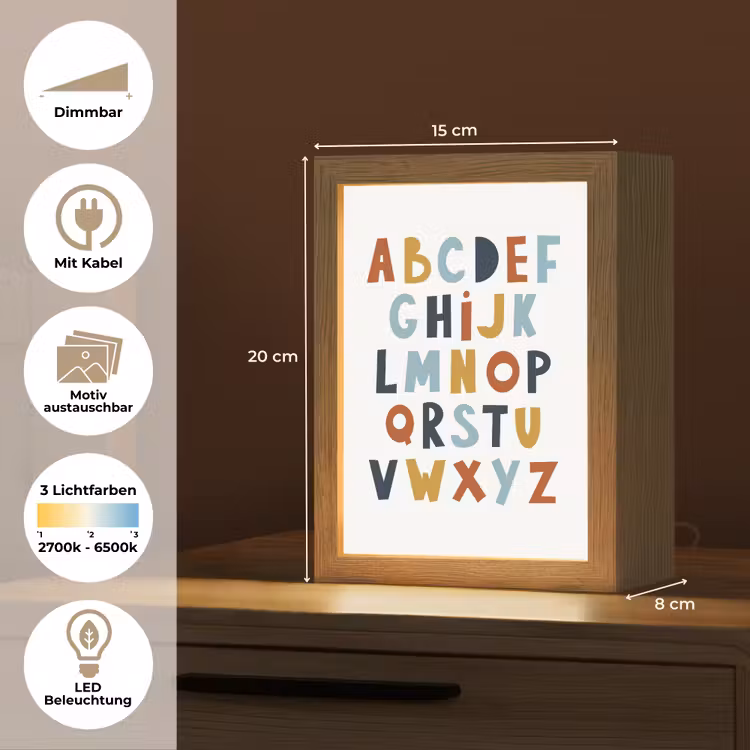 Alfabet - Educatief - Letters leren voor kinderen - Kleuren Light Box met kabel (Kinderlampje) klein -USP_websiteoverzichtDE