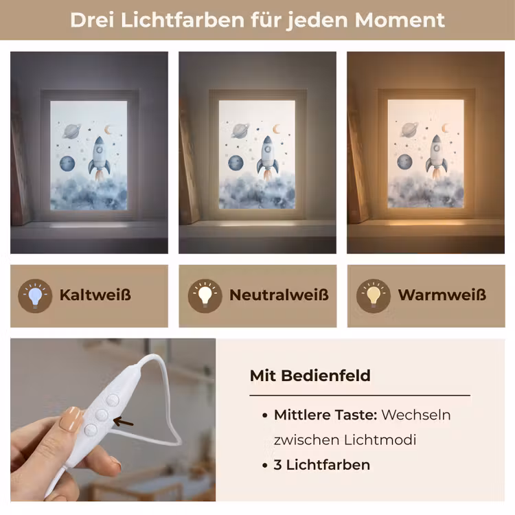 Waterverf - Planeten - Sterren - Raket Light Box met kabel klein -USP_lichtkleurDE