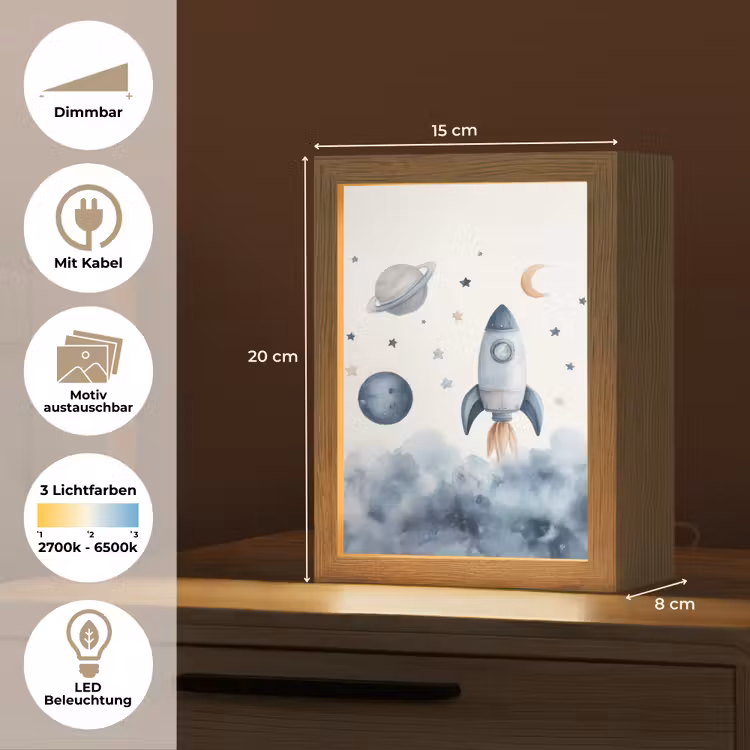 Waterverf - Planeten - Sterren - Raket Light Box met kabel (Kinderlampje) klein -USP_websiteoverzichtDE