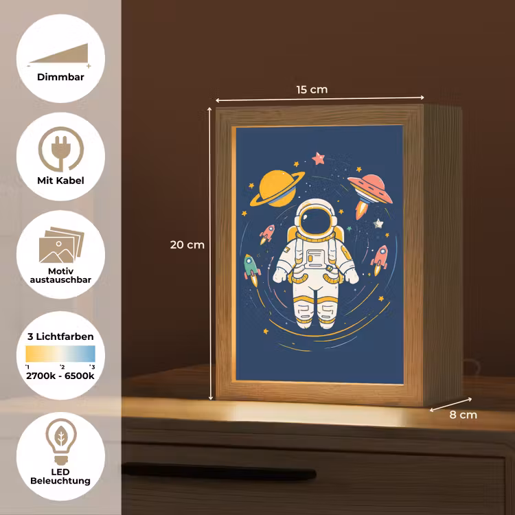 Astronaut - Planeten - Raket Light Box met kabel (Kinderlampje) klein -USP_websiteoverzichtDE