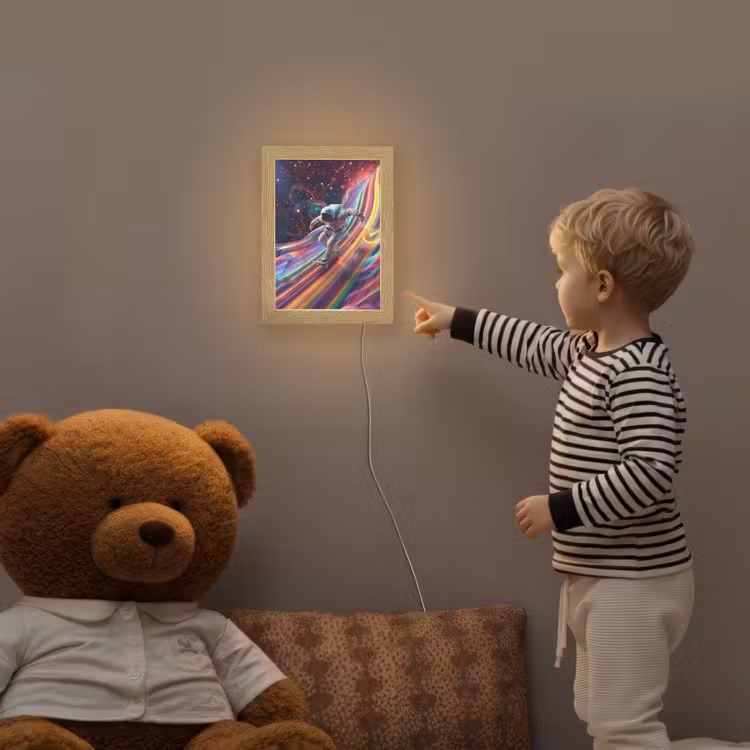 Astronaut - Ruimte - Skateboard - Kleurrijk Light Box met kabel klein -sfeer4a_kind