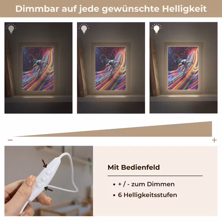 Astronaut - Ruimte - Skateboard - Kleurrijk Light Box met kabel klein -USP_dimbaarDE