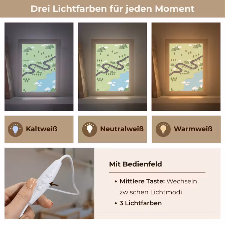 Auto - Bergweg - Natuur - Illustratie Light Box met kabel (Kinderlampje) klein -USP_lichtkleurDE