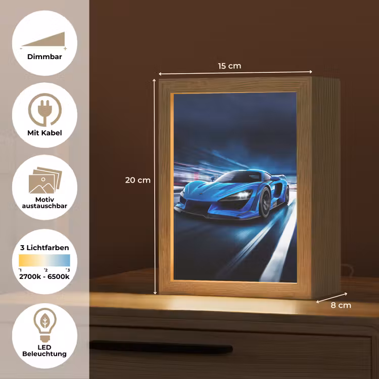 Auto - Blauw - Jongens - Kind Light Box met kabel (Kinderlampje) klein -USP_websiteoverzichtDE