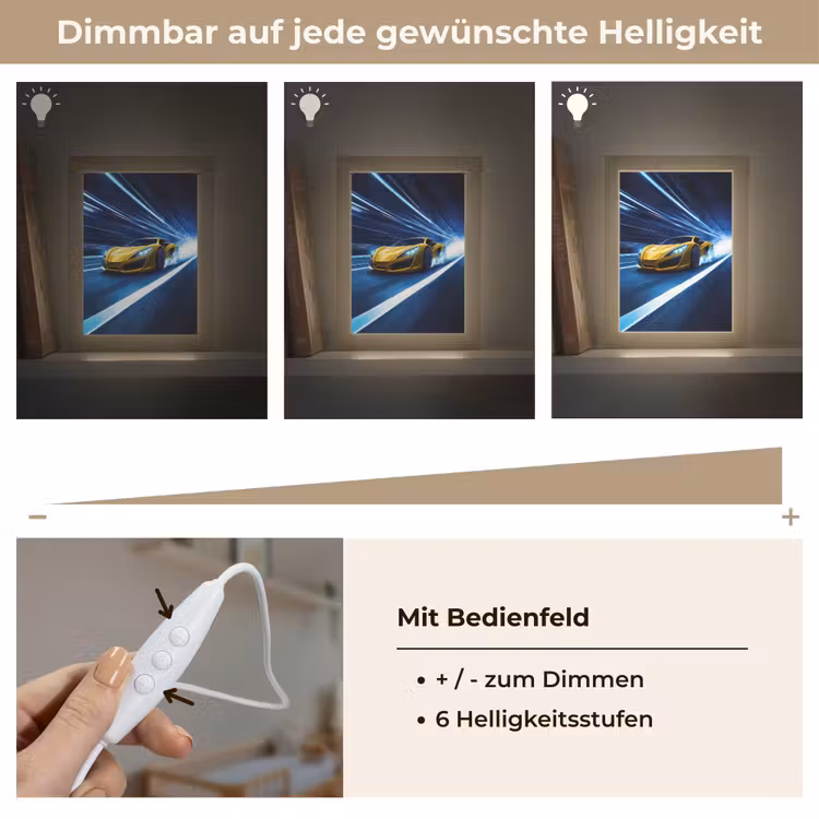Auto - Geel - Race - Blauw Light Box met kabel klein -USP_dimbaarDE