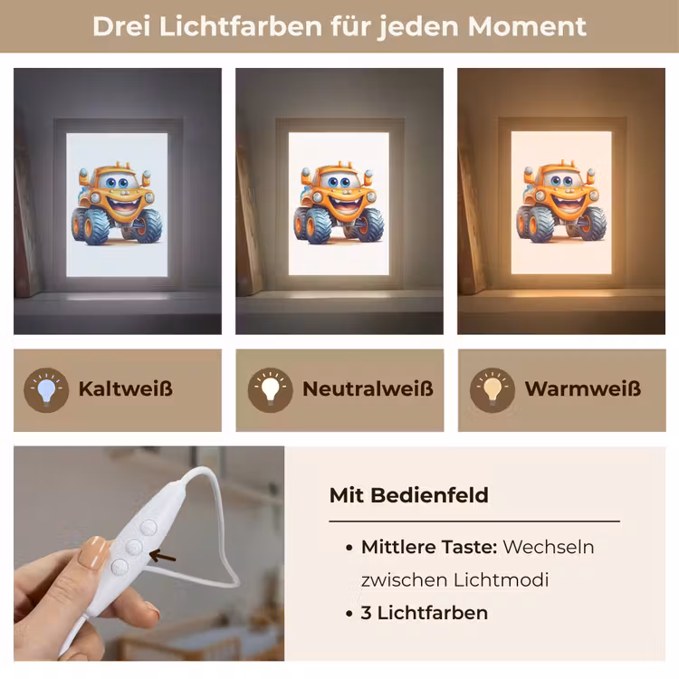Auto - Oranje - Jongen - Kind Light Box met kabel klein -USP_lichtkleurDE