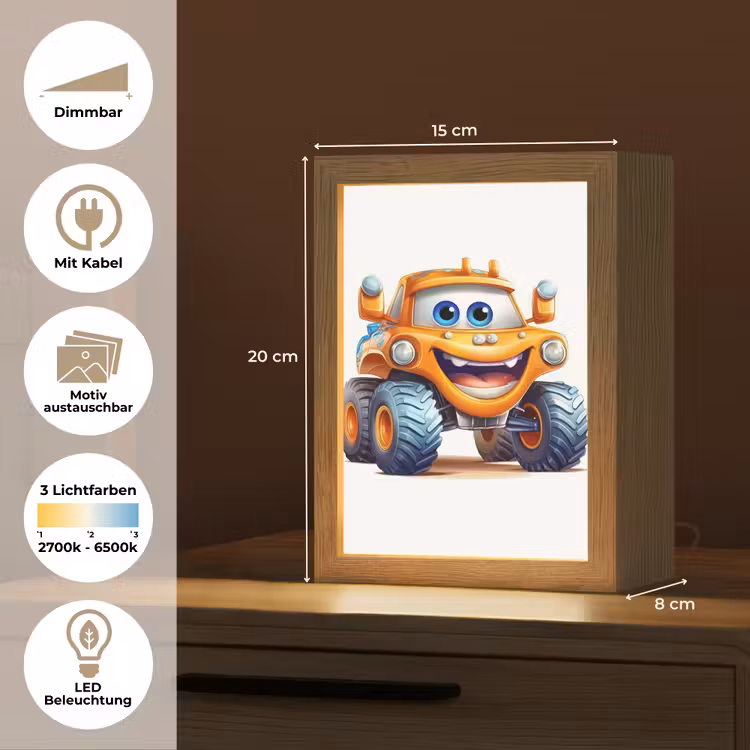 Auto - Oranje - Jongen - Kind Light Box met kabel (Kinderlampje) klein -USP_websiteoverzichtDE