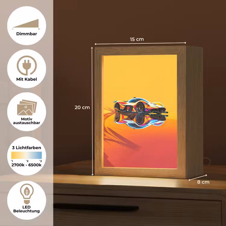 Auto - Race - F1 - Jongens - Geel - Rood Light Box met kabel (Kinderlampje) klein -USP_websiteoverzichtDE