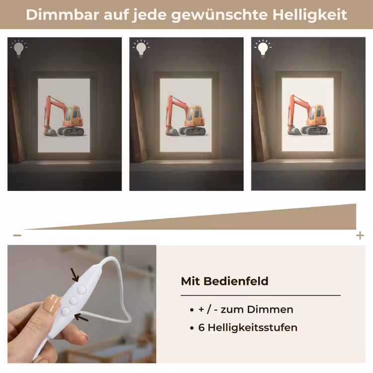 Graafmachine - Oranje - Illustratie - Minimalistisch Light Box met kabel (Kinderlampje) klein -USP_dimbaarDE